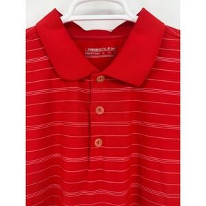Nike Golf Dri-FIT Polo‎ Shirt Men's XL Extra Large Red Striped Golf Athletic